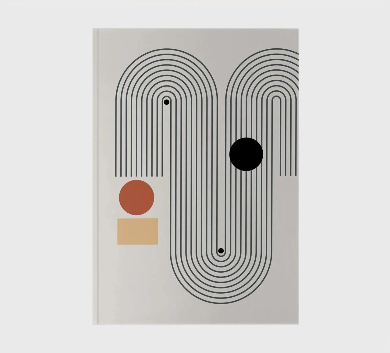 geometric shapes line patterns circles arcs notebook by Purrfect Whiskers Art