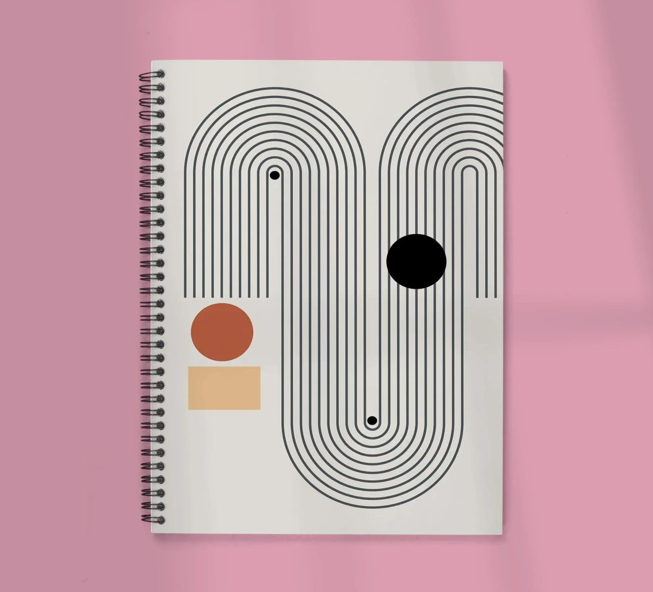 geometric shapes line patterns circles arcs spiral notebook by Purrfect Whiskers Art