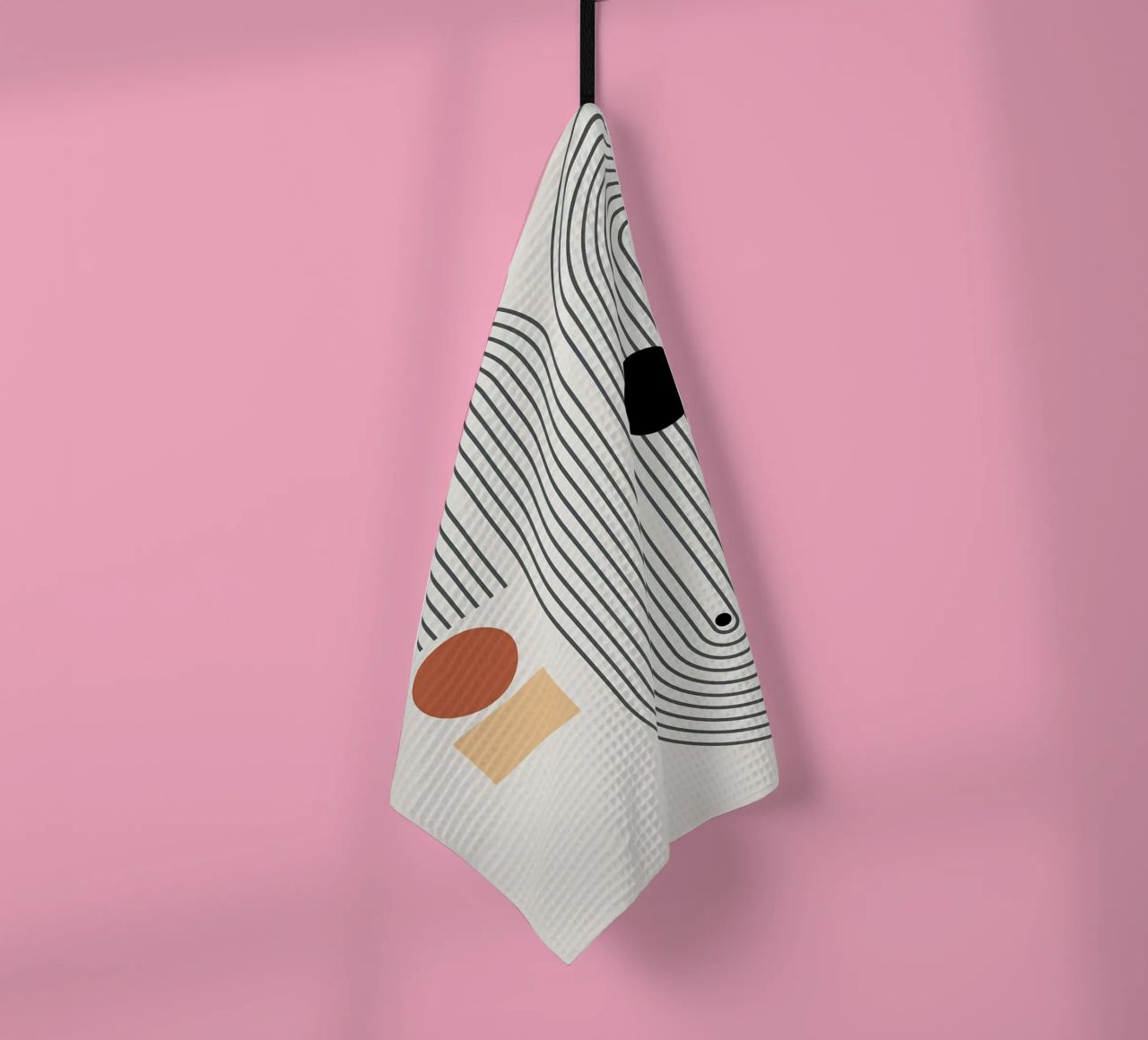geometric shapes line patterns circles arcs tea towel by Purrfect Whiskers Art