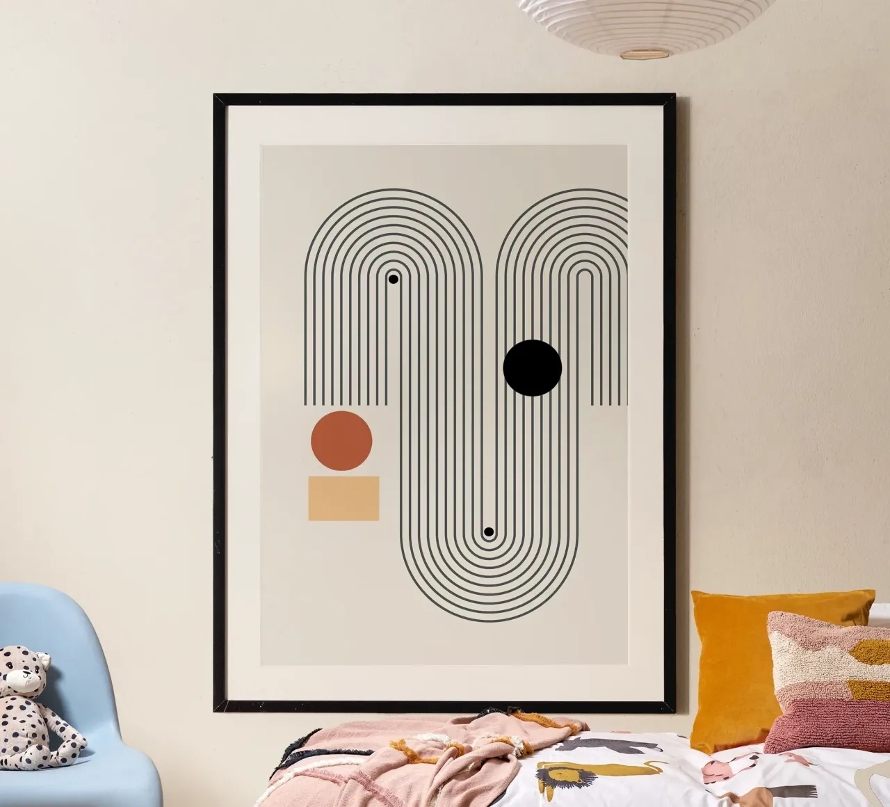 Geometrische Formen Linienmuster Kreise Bögen Poster von Purrfect Whiskers Art