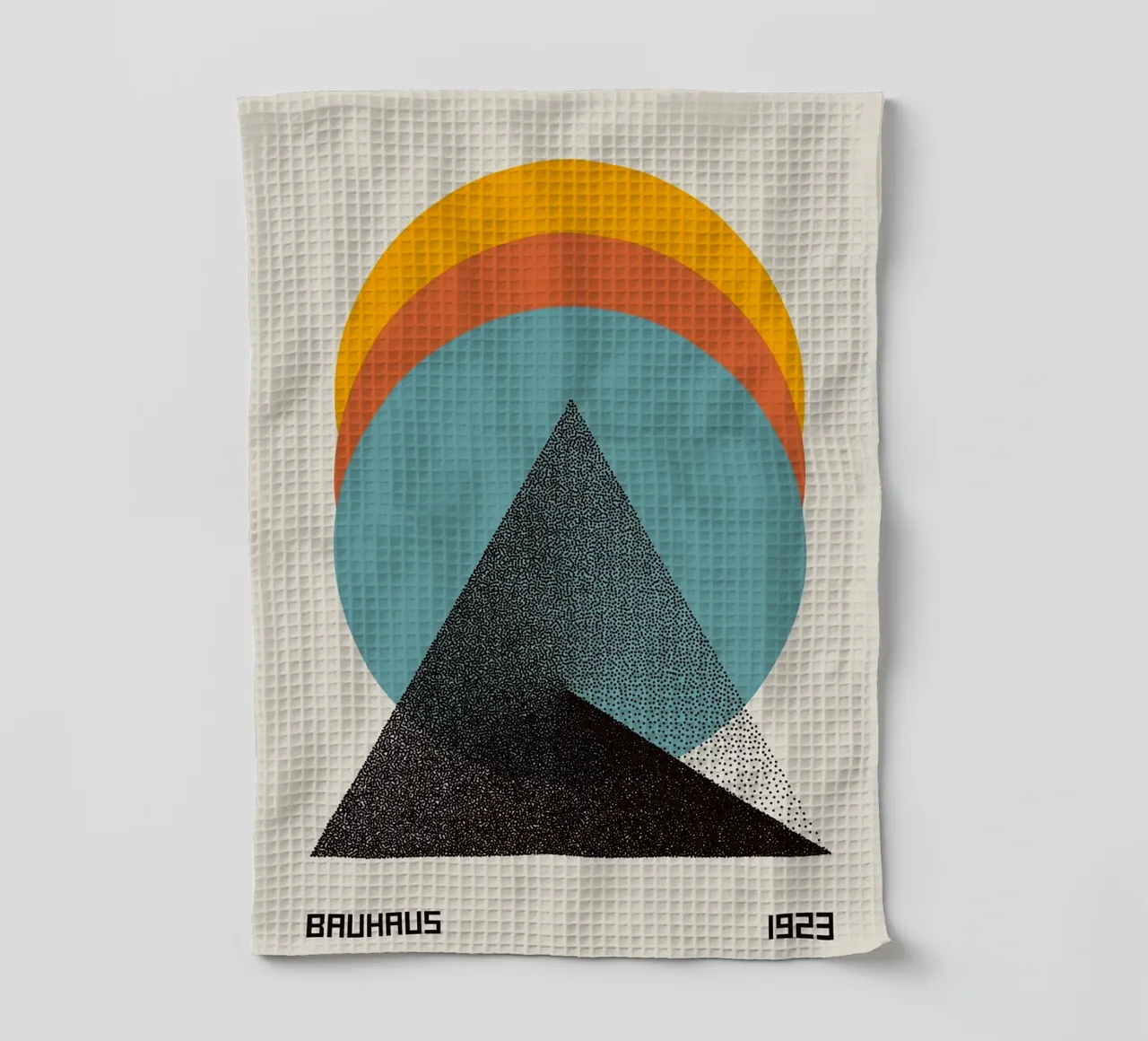 triangle circle shapes geometry tea towel by Purrfect Whiskers Art