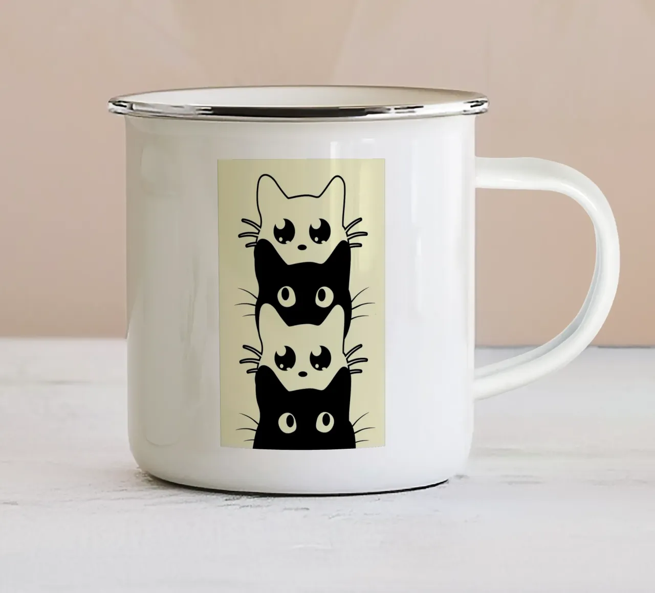 gatti animali impilati tazza in smalto da Purrfect Whiskers Art