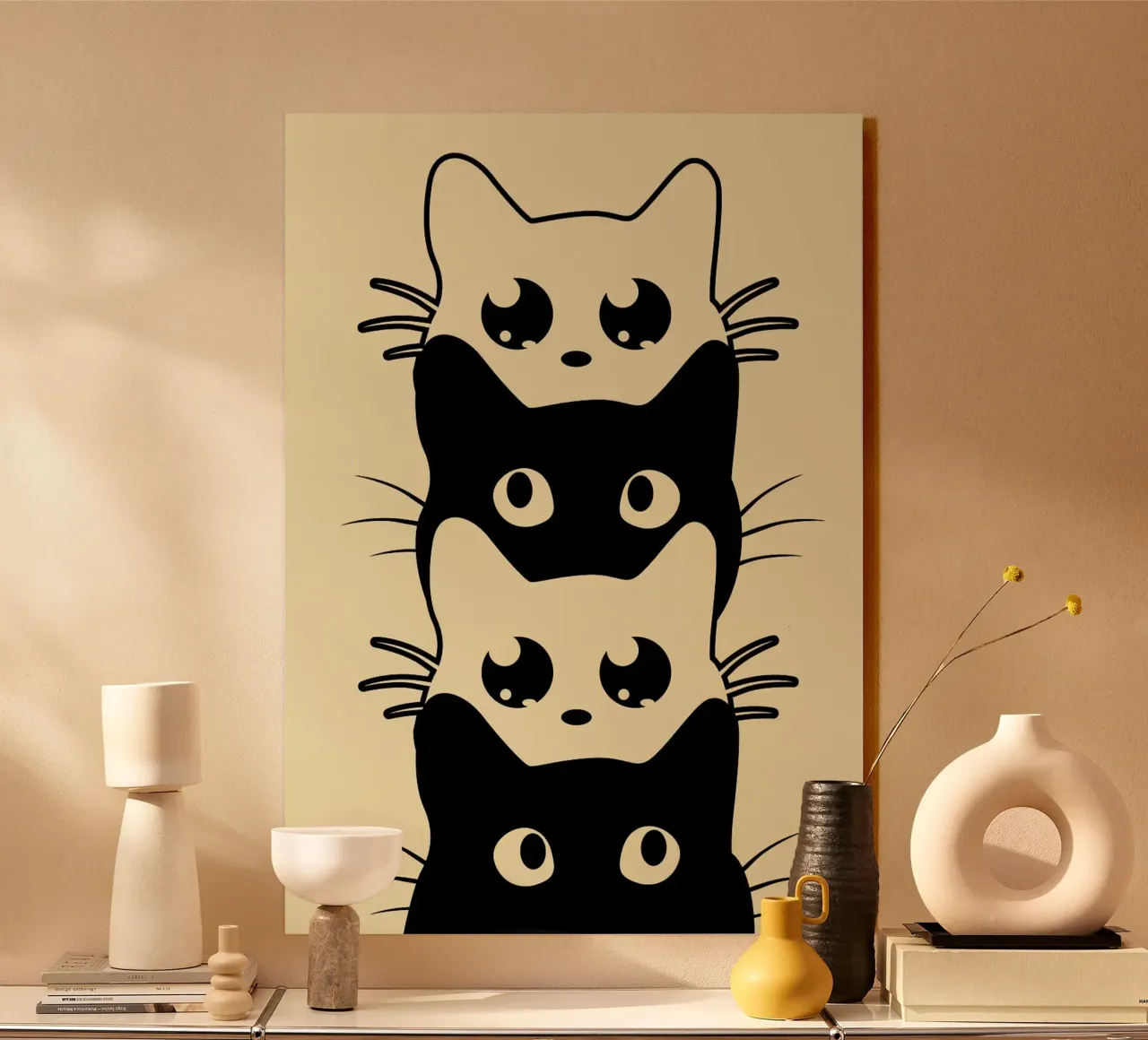 katten dieren gestapeld acryl van Purrfect Whiskers Art