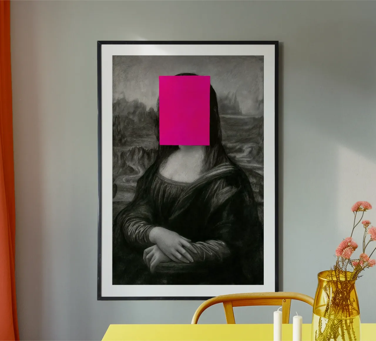 Da Vinci Remix – Neon Mona poster con telaio in alluminio da CNTRL