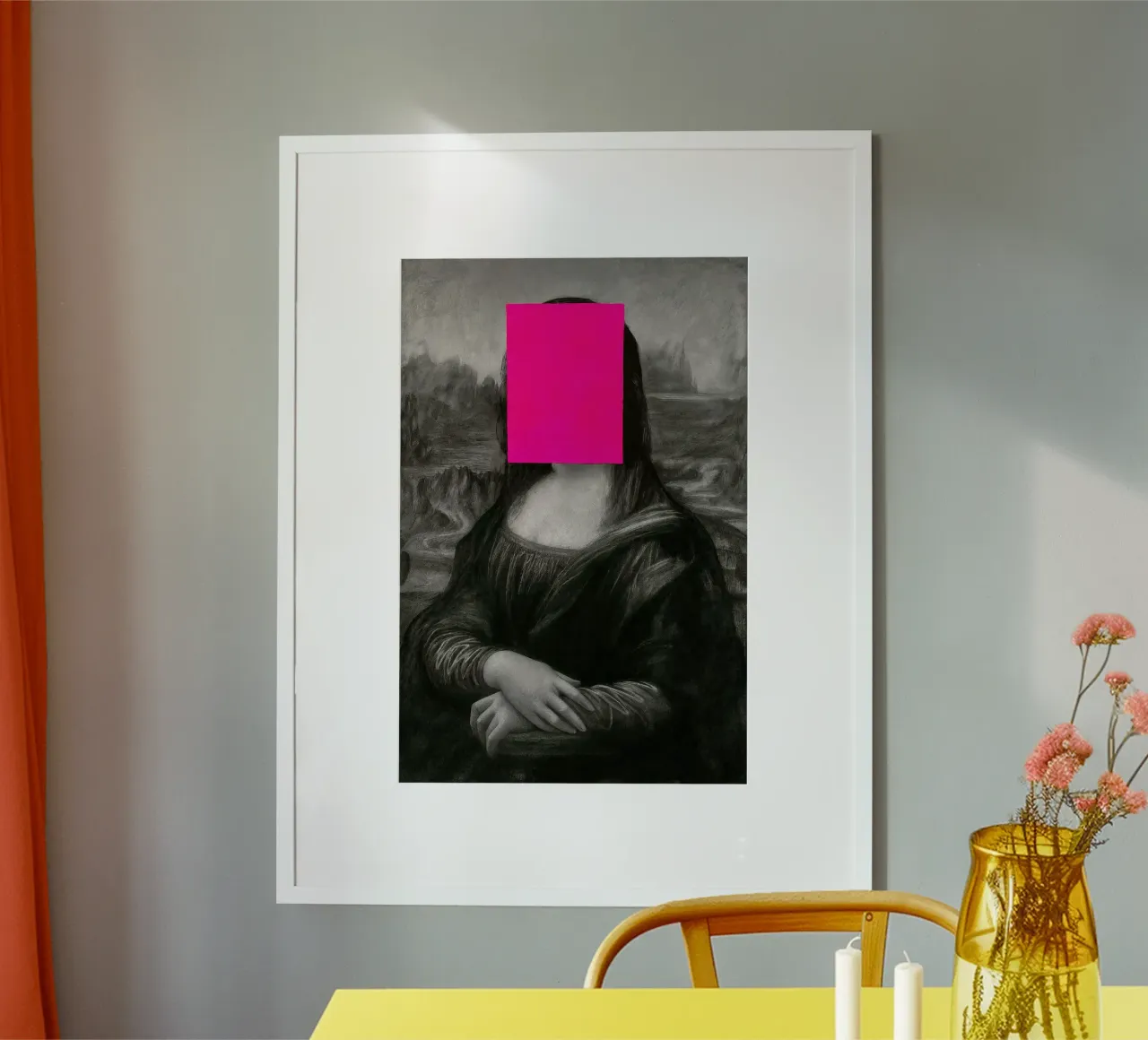 Da Vinci Remix – Neon Mona poster con telaio in alluminio da CNTRL