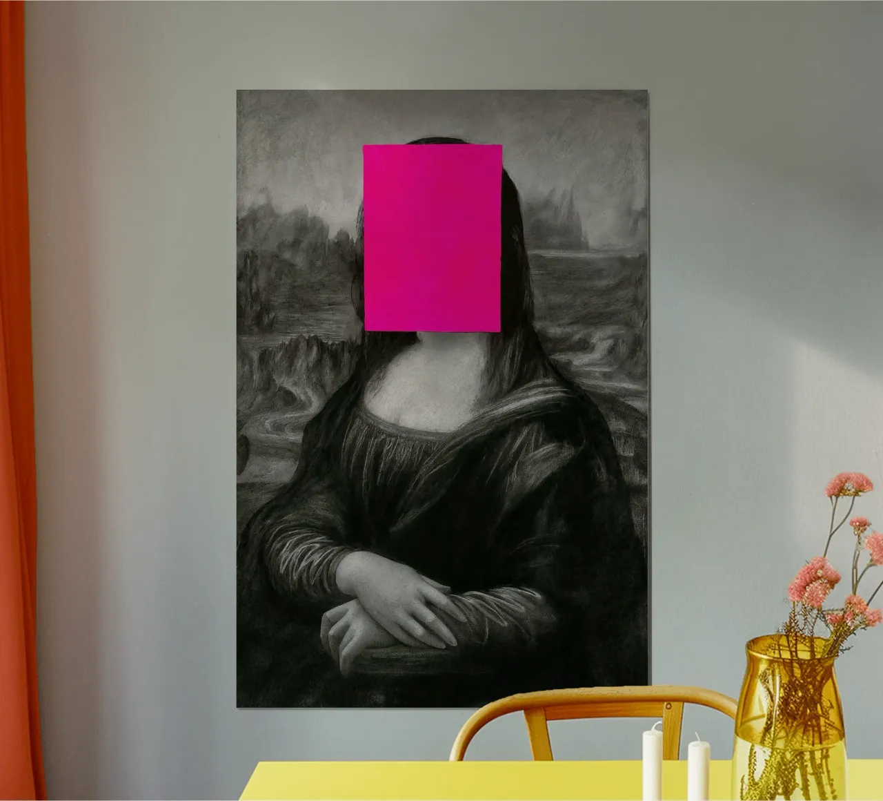 Da Vinci Remix – Neon Mona poster con telaio in alluminio da CNTRL