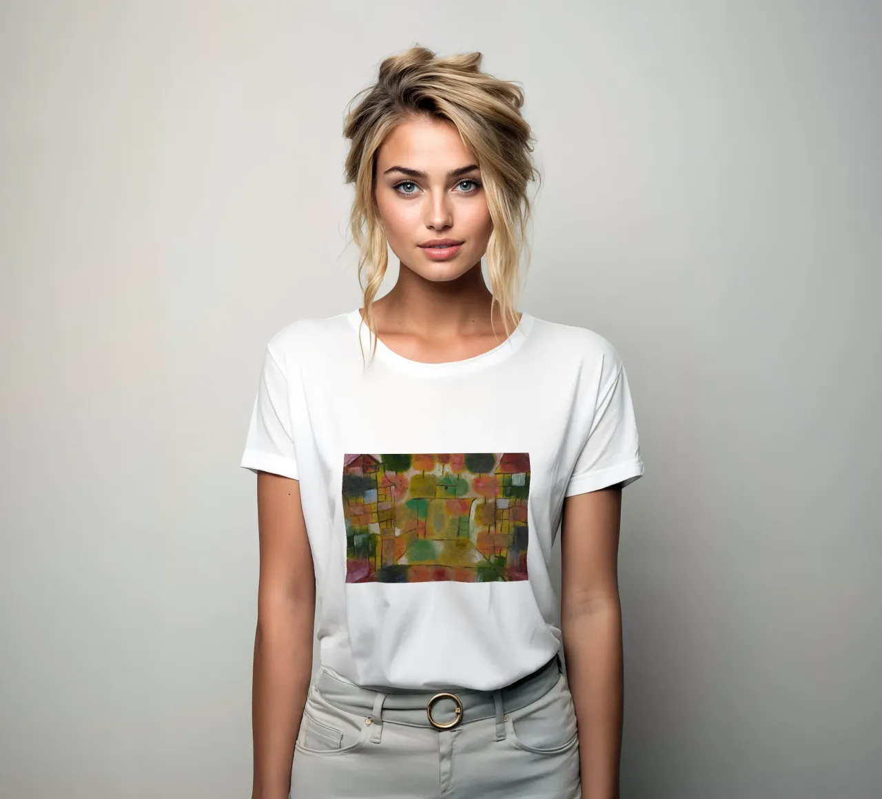 Paul Klee – Tree and Architecture: Rhythms 1920 women's fitted t-shirt by Wirla