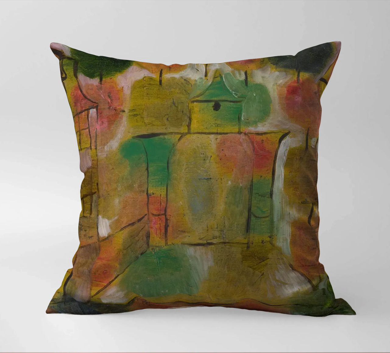 Paul Klee – Tree and Architecture: Rhythms 1920 decorative cushion by Wirla