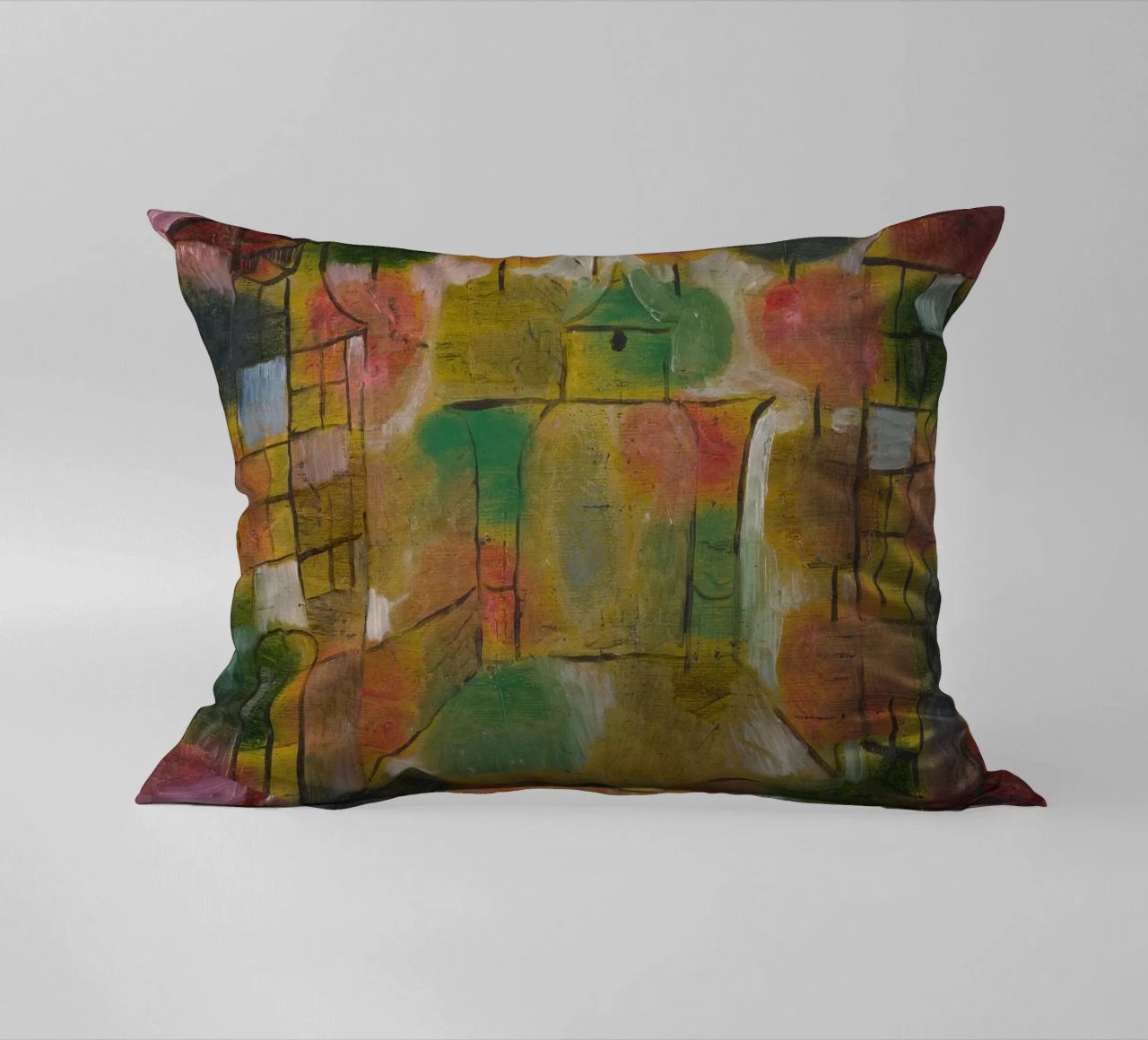 Paul Klee – Tree and Architecture: Rhythms 1920 decorative cushion by Wirla