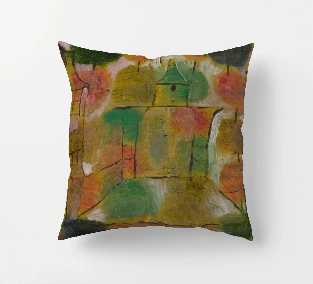 Paul Klee – Tree and Architecture: Rhythms 1920 decorative cushion by Wirla