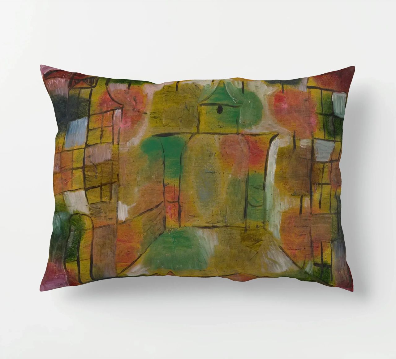 Paul Klee – Tree and Architecture: Rhythms 1920 decorative cushion by Wirla