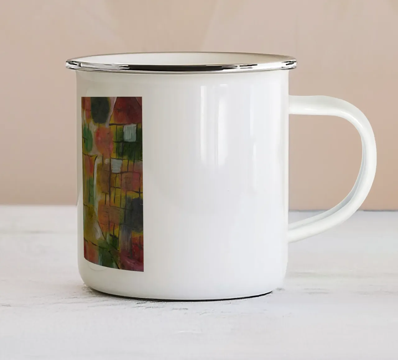 Paul Klee - Árbol y arquitectura: Ritmos 1920 taza de esmalte de Wirla