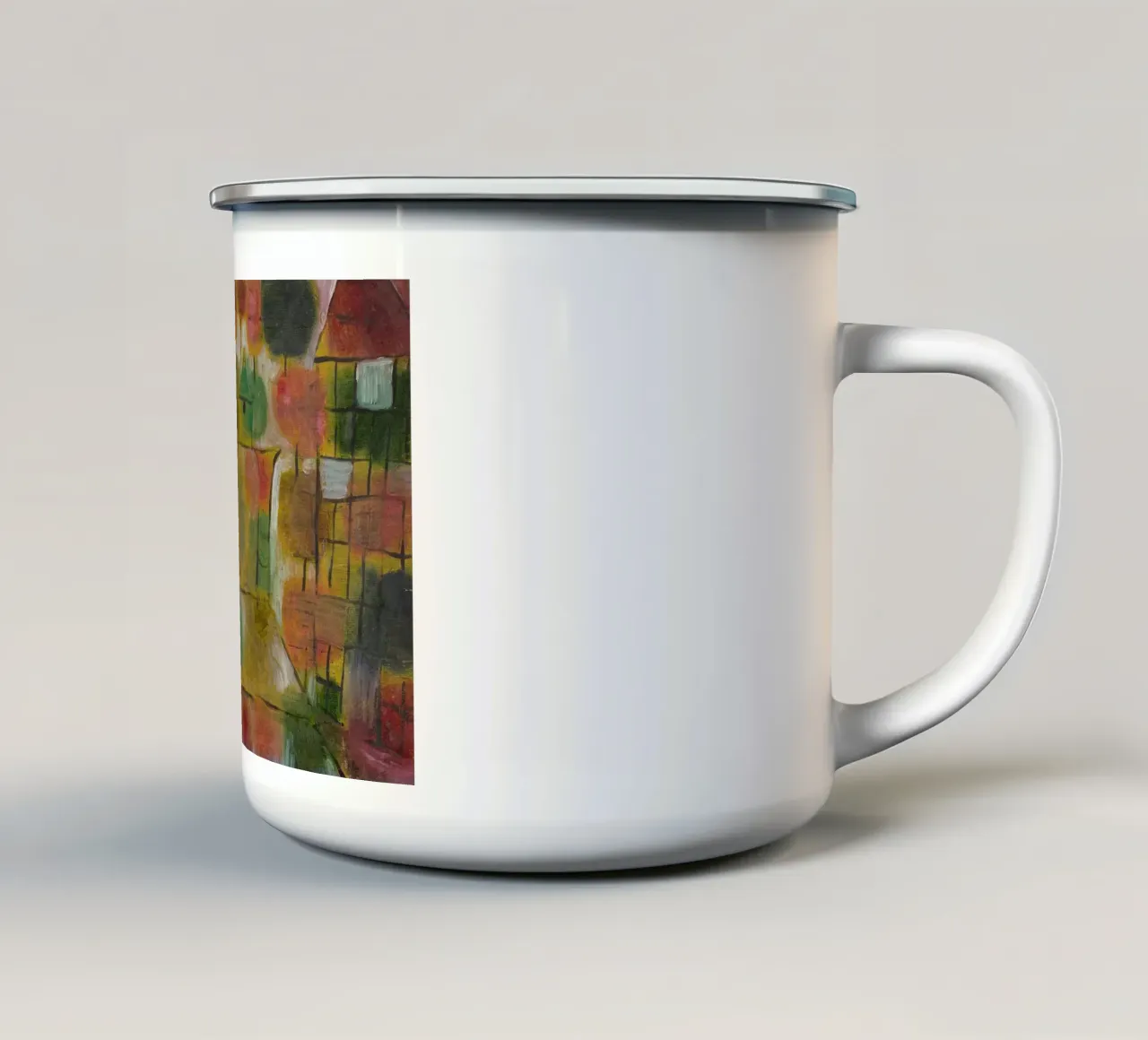 Paul Klee - Árbol y arquitectura: Ritmos 1920 taza de esmalte de Wirla
