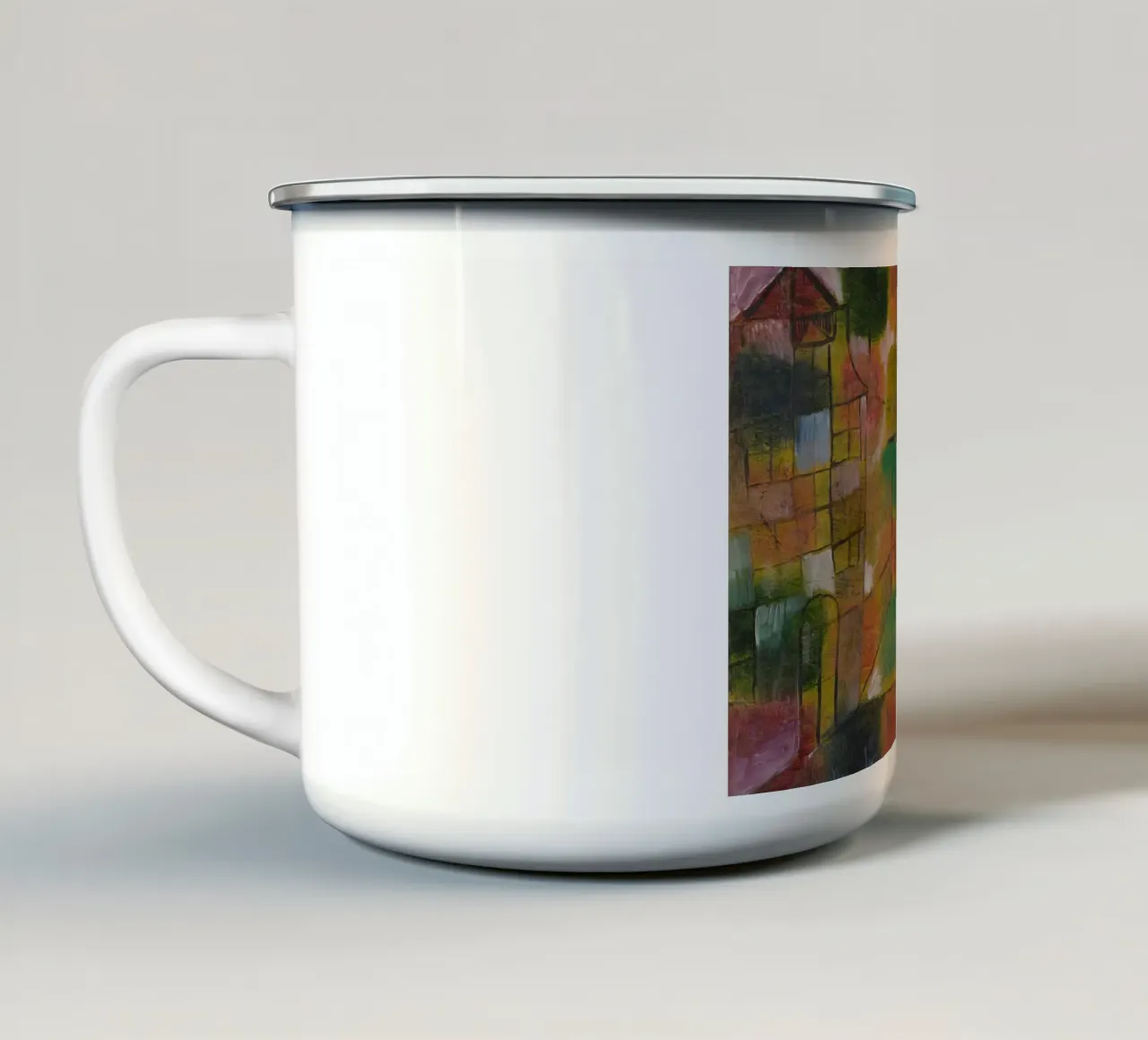 Paul Klee - Árbol y arquitectura: Ritmos 1920 taza de esmalte de Wirla