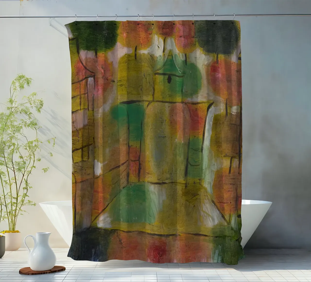 Paul Klee - Baum und Architektur: Rhythmen 1920 Duschvorhang von Wirla