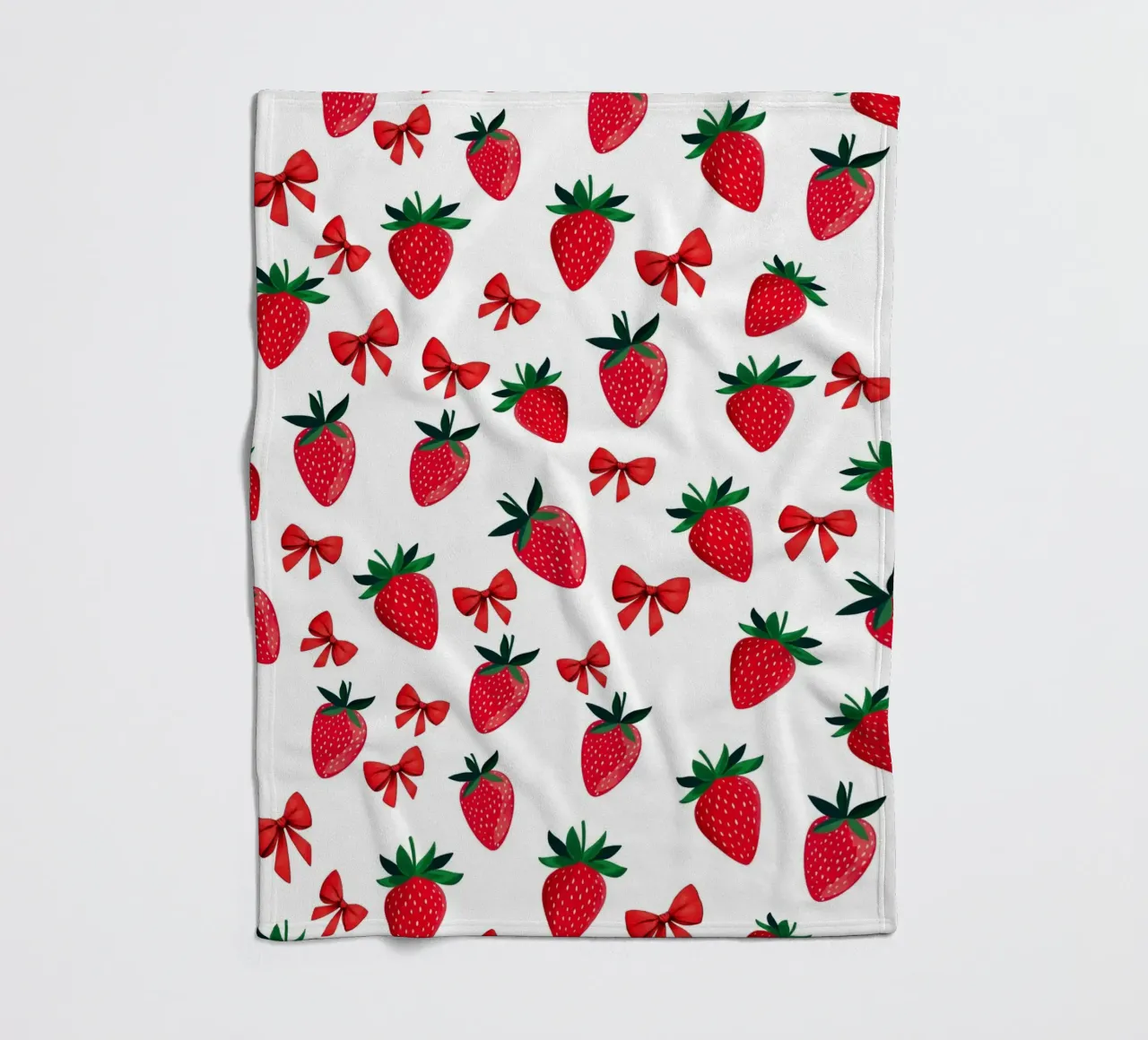 Vintage Whimsical Trendy Coquette Ribbons And Strawberries fleece blanket by Stilrausch