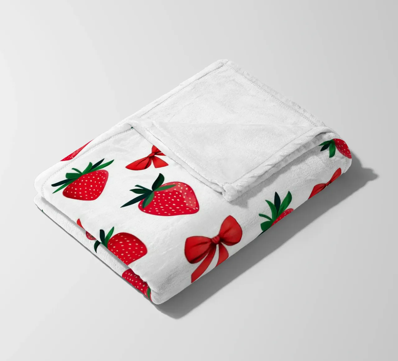 Vintage Whimsical Trendy Coquette Ribbons And Strawberries fleece blanket by Stilrausch