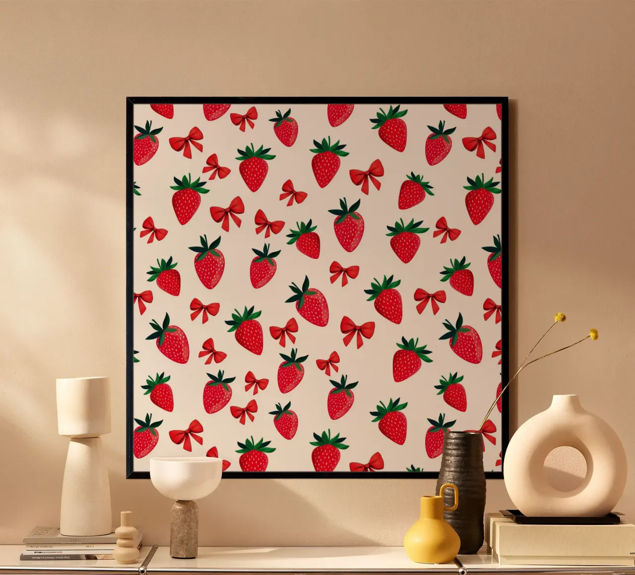 Vintage Whimsical Trendy Coquette Ribbons And Strawberries hahnemühle by Stilrausch