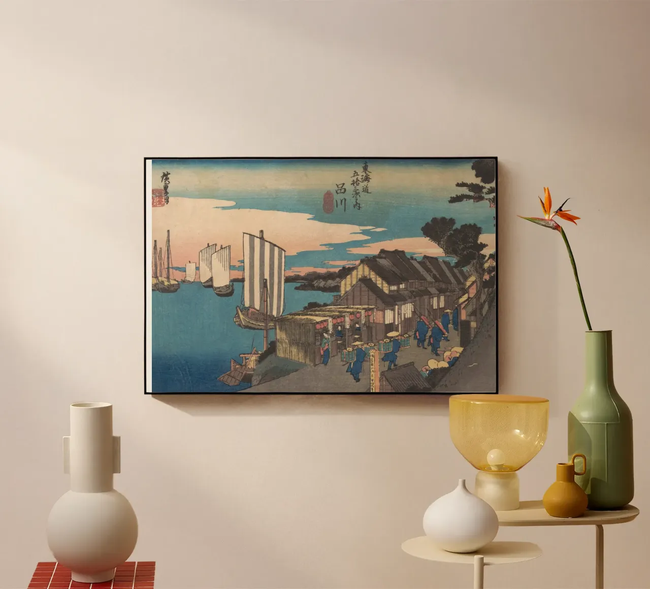 Utagawa Hiroshige - Shinagawa Station, Sunrise. 1834 acrylic glass by Wirla