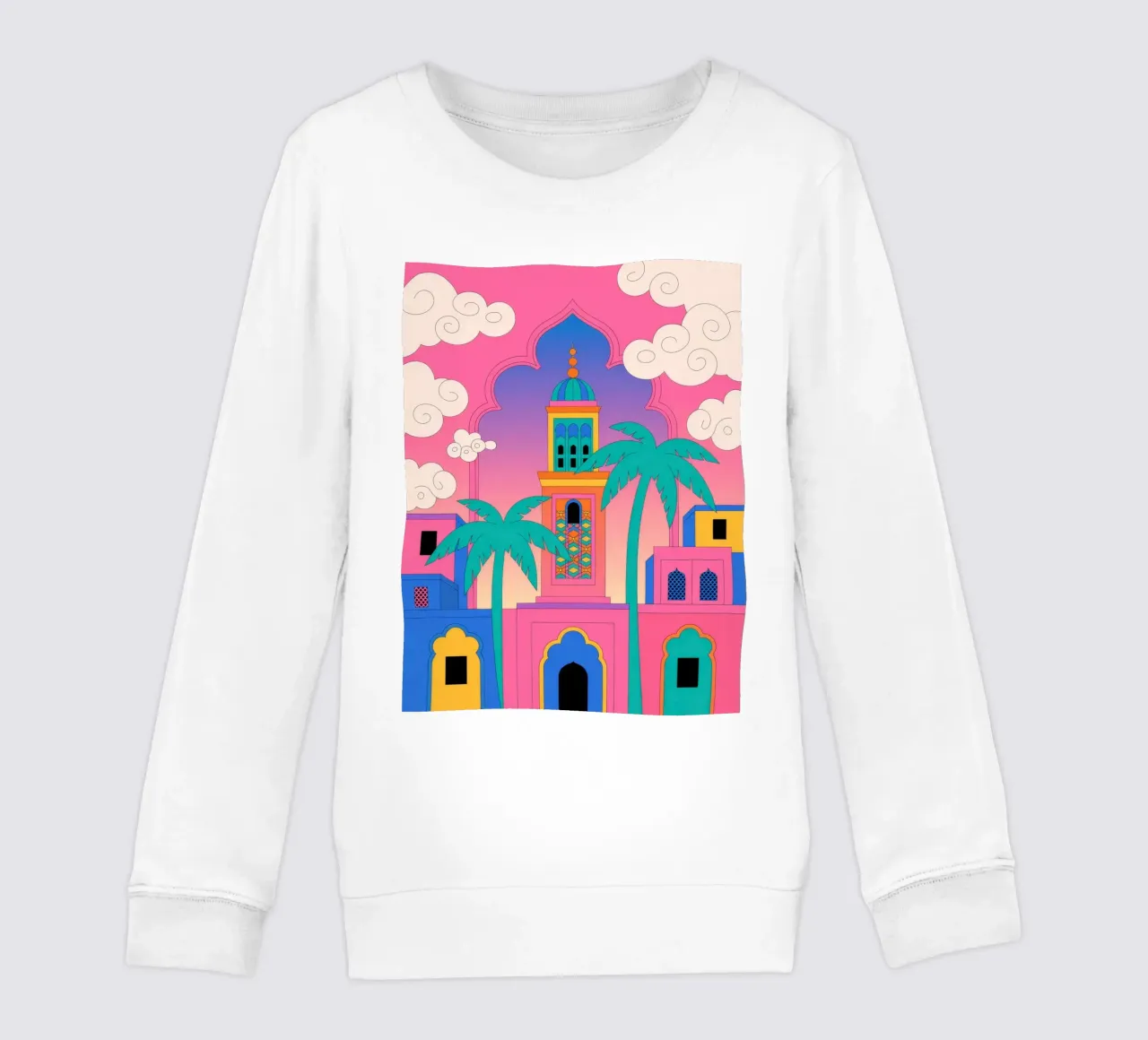 Vibrant Architectural Dream kids sweatshirt by Murni Strokes