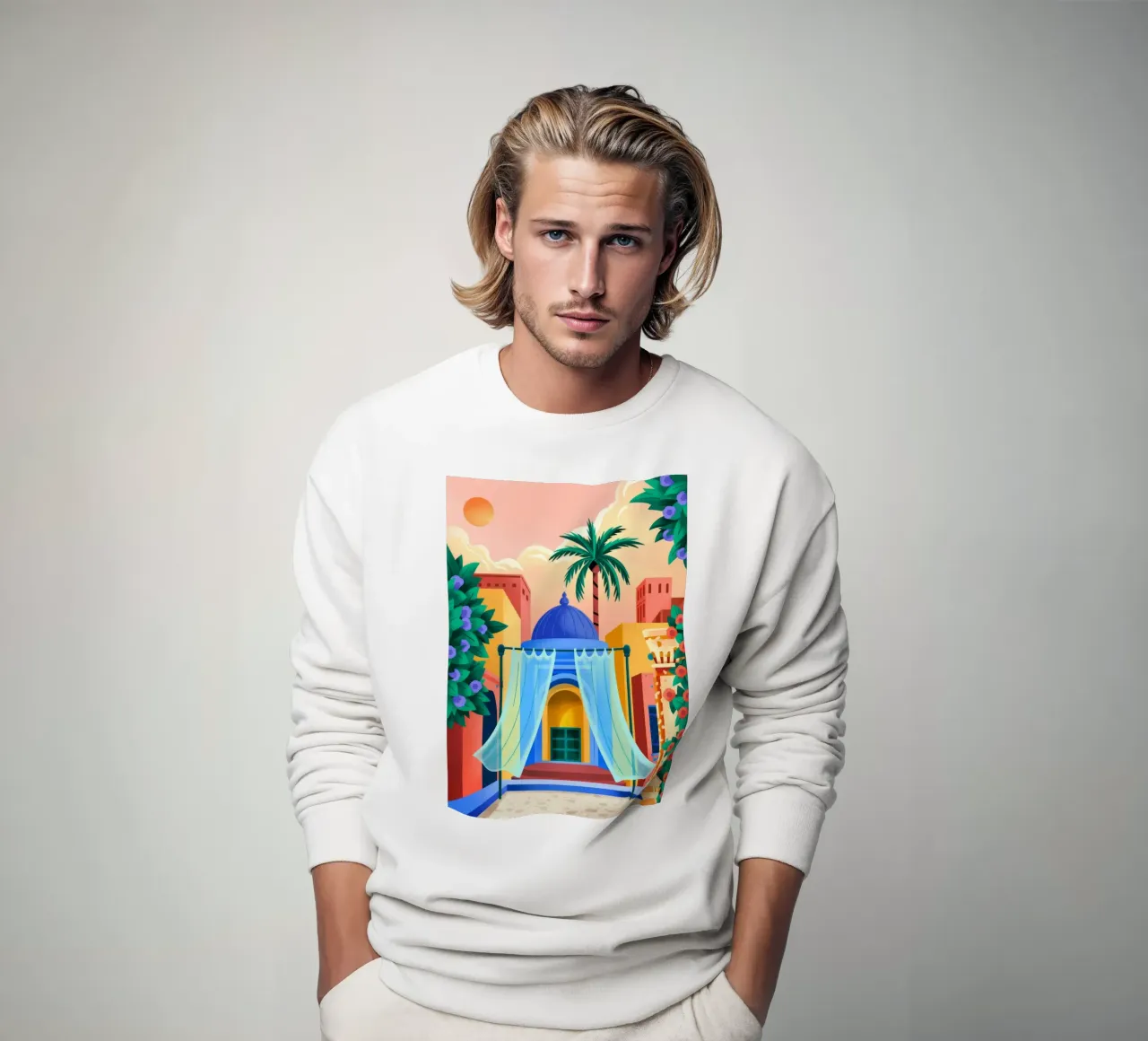 Serene Courtyard Retreat sweatshirt by Murni Strokes