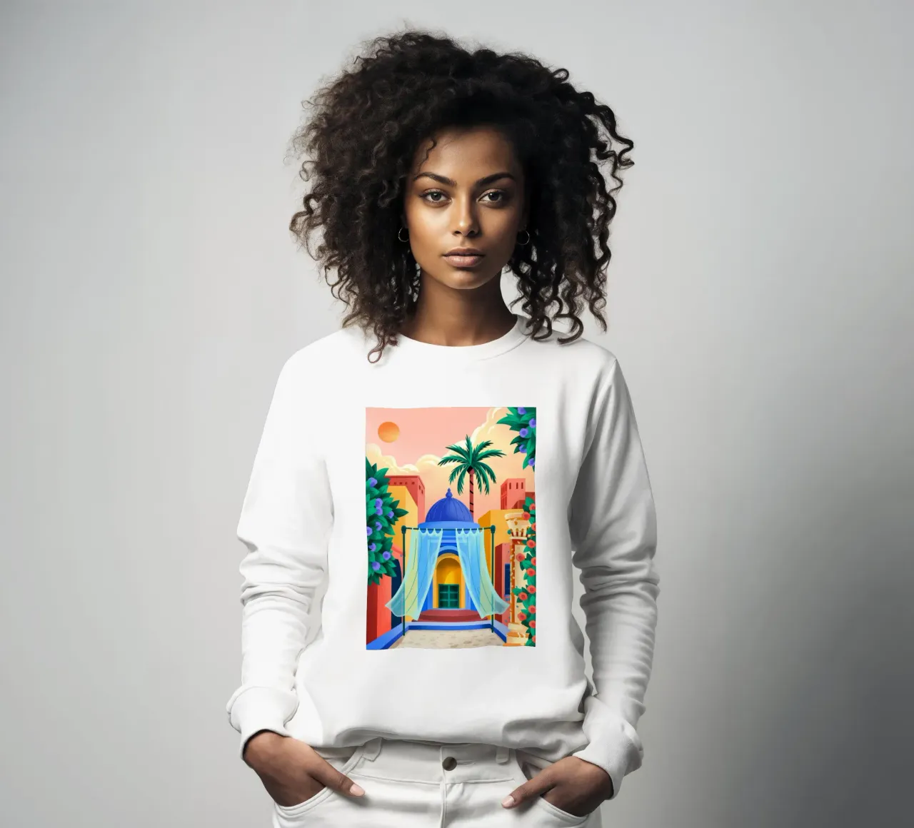 Serene Courtyard Retreat sweatshirt by Murni Strokes