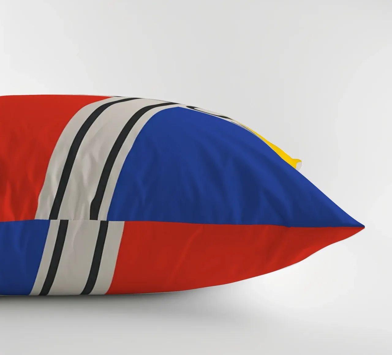 bauhaus red blue yellow decorative cushion by MinimalistPosterCharles