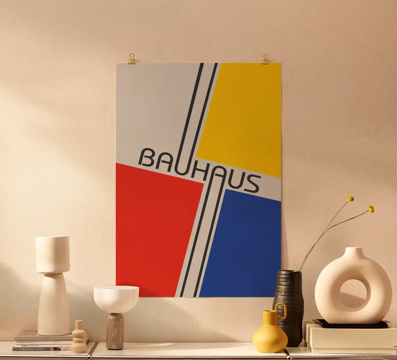bauhaus rot blau gelb Poster von MinimalistPosterCharles