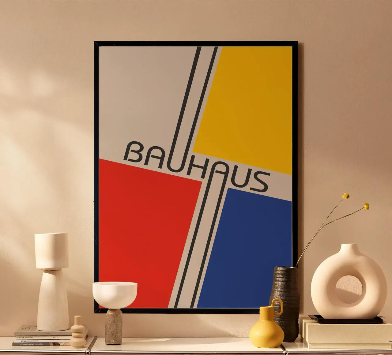 bauhaus rot blau gelb Poster von MinimalistPosterCharles