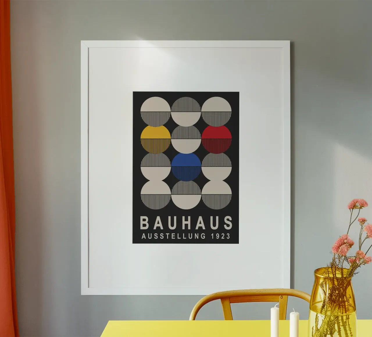 cirkels halve cirkels strepen zwarte achtergrond hahnemühle van MinimalistPosterCharles