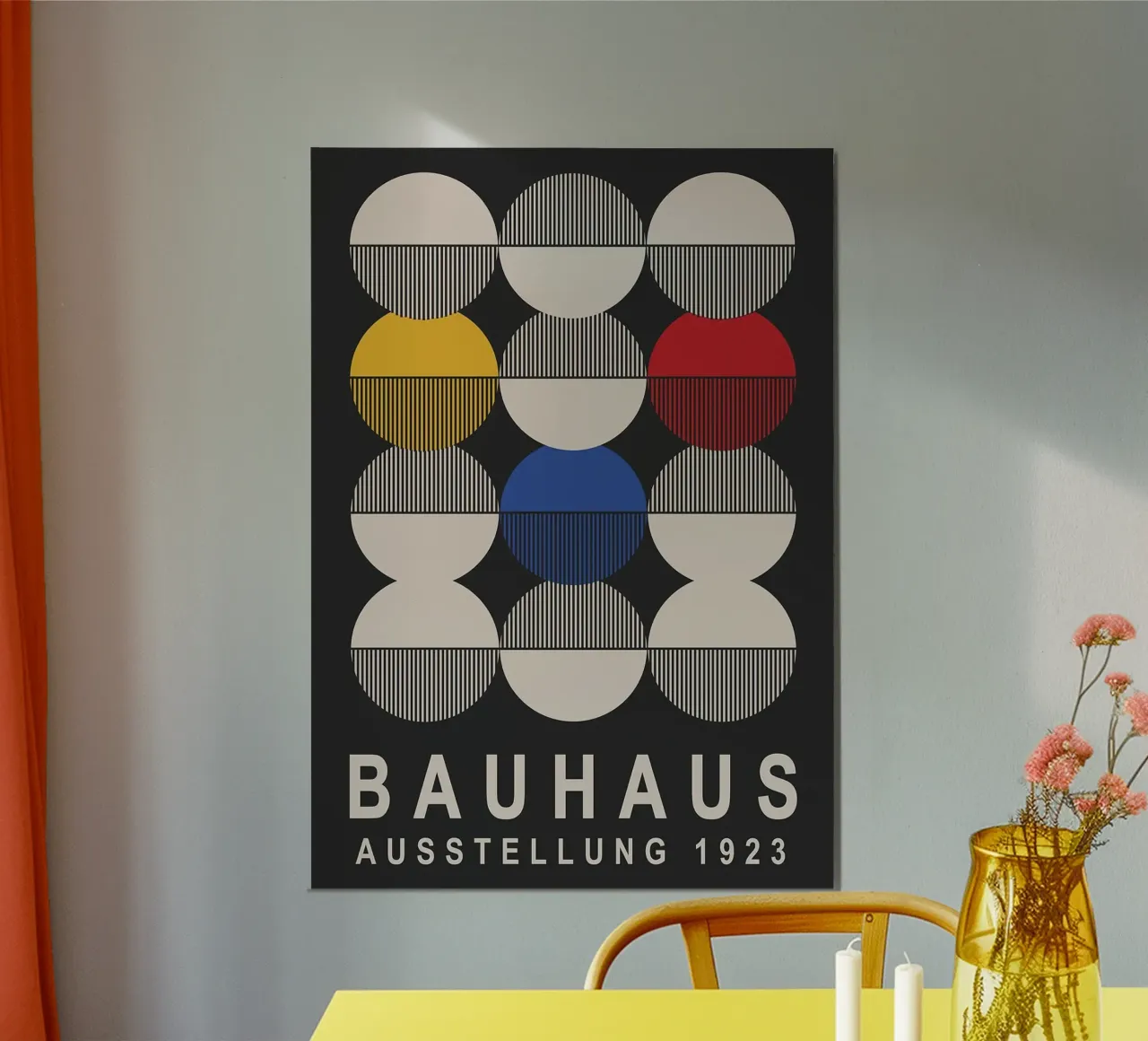 cirkels halve cirkels strepen zwarte achtergrond hahnemühle van MinimalistPosterCharles