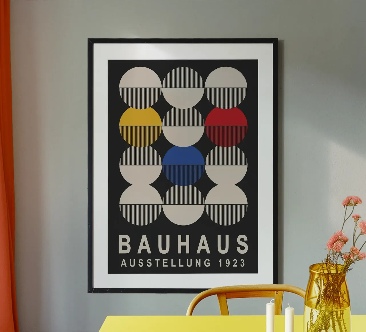 cirkels halve cirkels strepen zwarte achtergrond hahnemühle van MinimalistPosterCharles