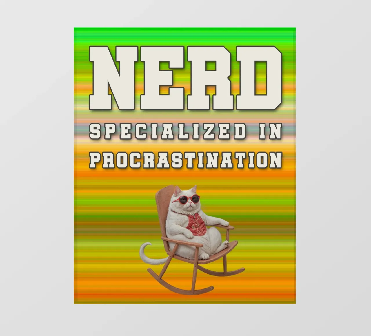 Procrastinazione gatto grasso freddo su sedia a dondolo pellicola backlit da lessstressnerd