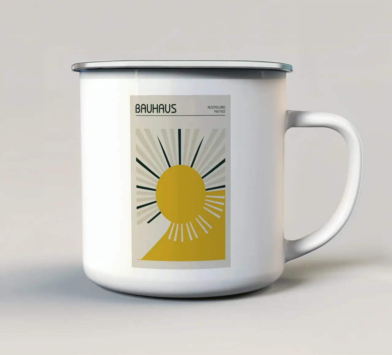 Forme geometriche del sole Bauhaus tazza in smalto da Dale Edward YoungJr