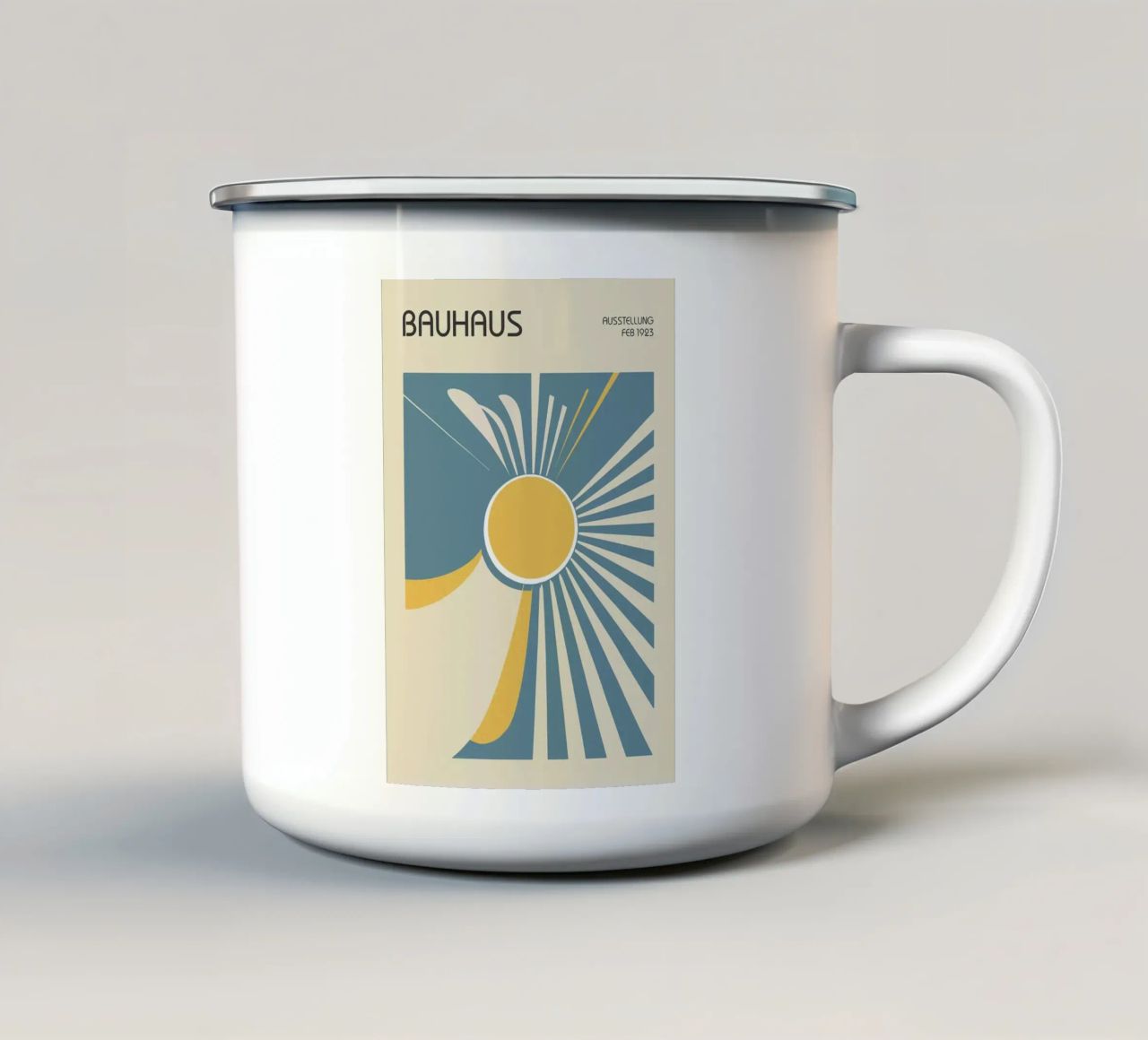 raggi solari bauhaus forme geometriche tazza in smalto da Dale Edward YoungJr