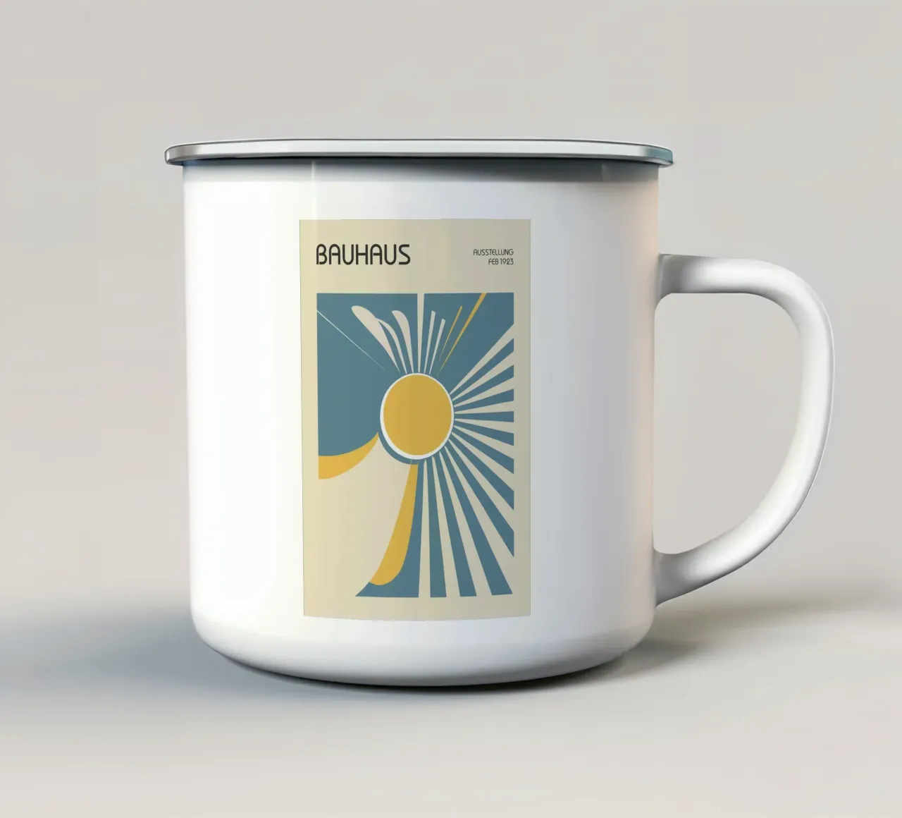 raggi solari bauhaus forme geometriche tazza in smalto da Dale Edward YoungJr