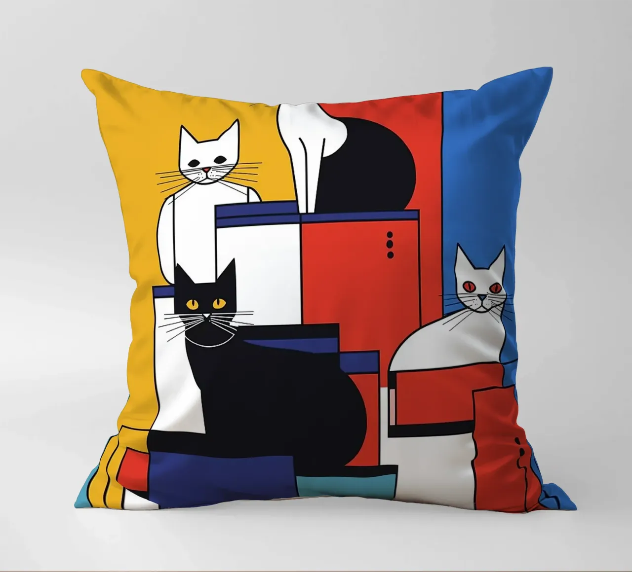 gatti forme geometriche blocchi di colore cuscino da Dale Edward YoungJr