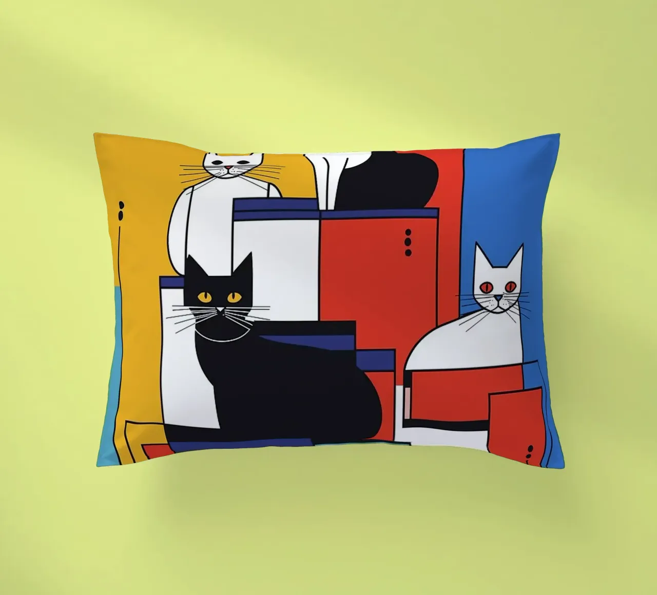 gatti forme geometriche blocchi di colore cuscino da Dale Edward YoungJr