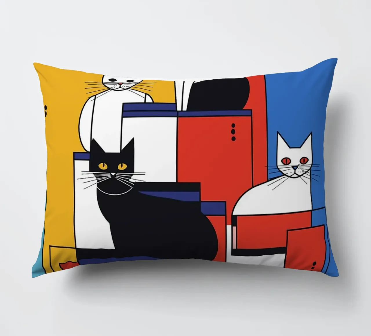 gatti forme geometriche blocchi di colore cuscino da Dale Edward YoungJr