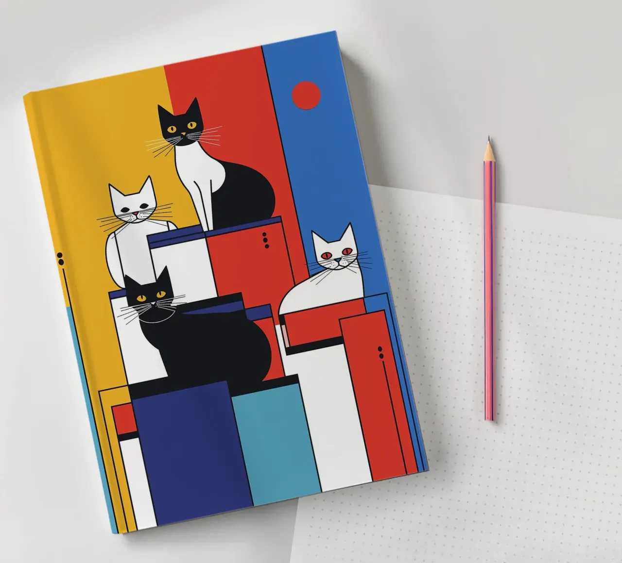 cats geometric shapes color blocks notebook by Dale Edward YoungJr