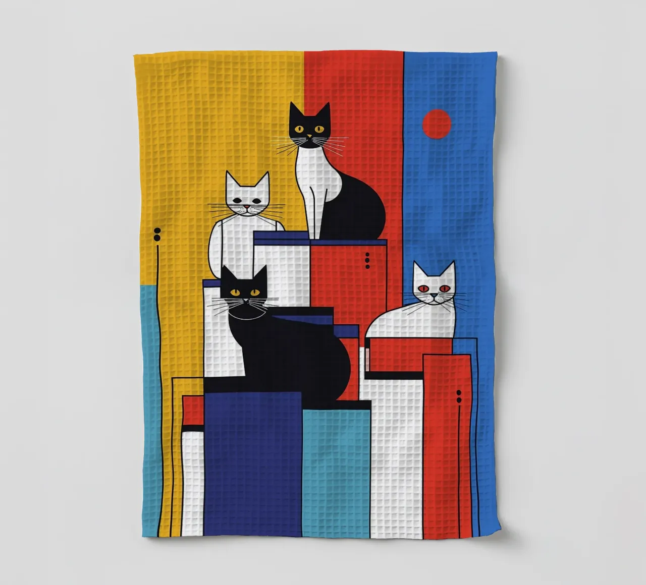 gatti forme geometriche blocchi di colore canovaccio da cucina da Dale Edward YoungJr