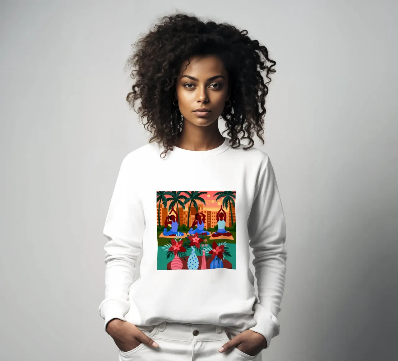 Grillig bloemenportret sweatshirt van Murni Strokes