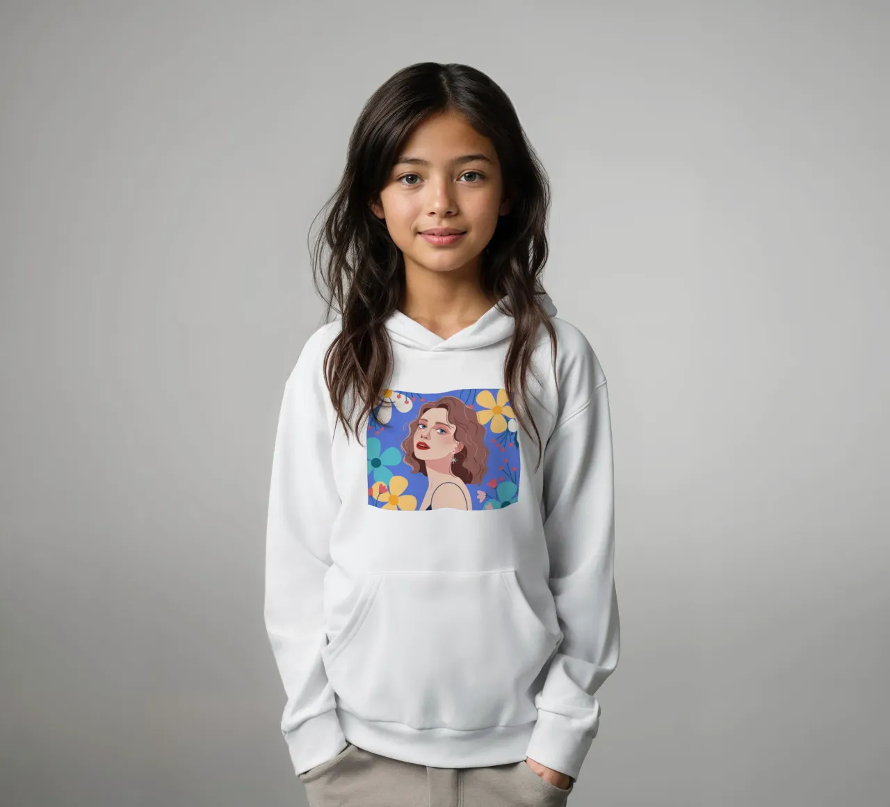 Contemplative Floral Reverie kids hoodie by Murni Strokes