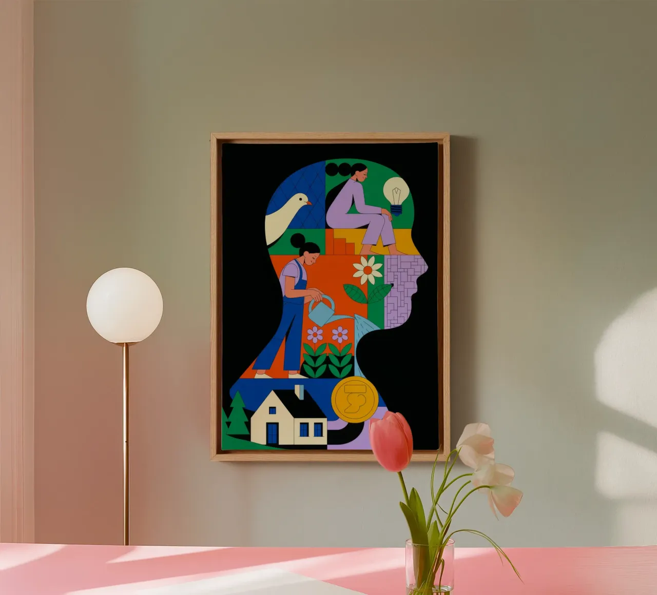 Abstracte natuursymfonie canvas met Baklijst van Murni Strokes