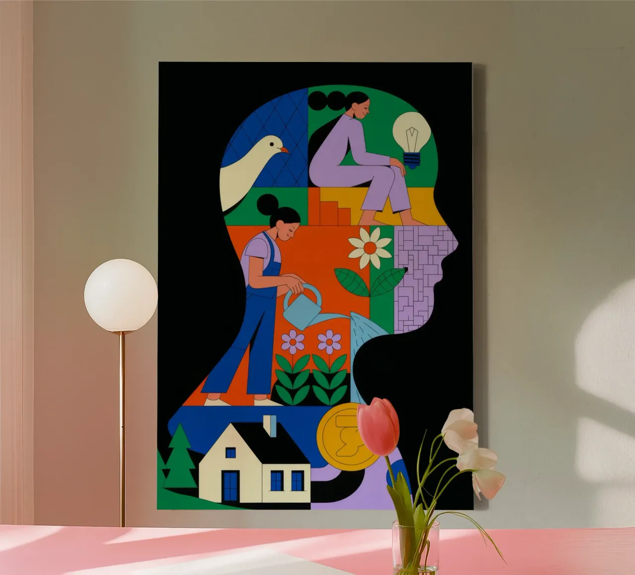 Abstracte natuursymfonie canvas met Baklijst van Murni Strokes