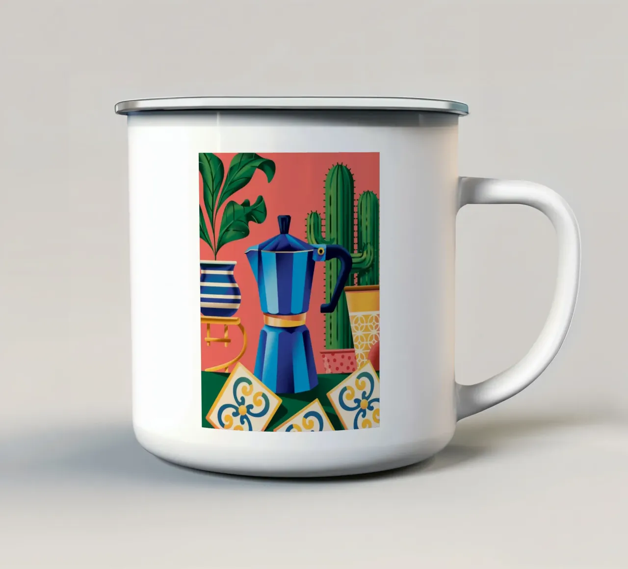 Birra del mattino tazza in smalto da Murni Strokes