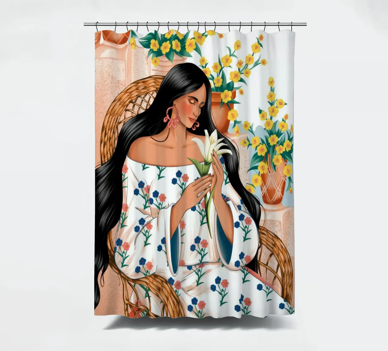 Floral Serenity shower curtain by Murni Strokes