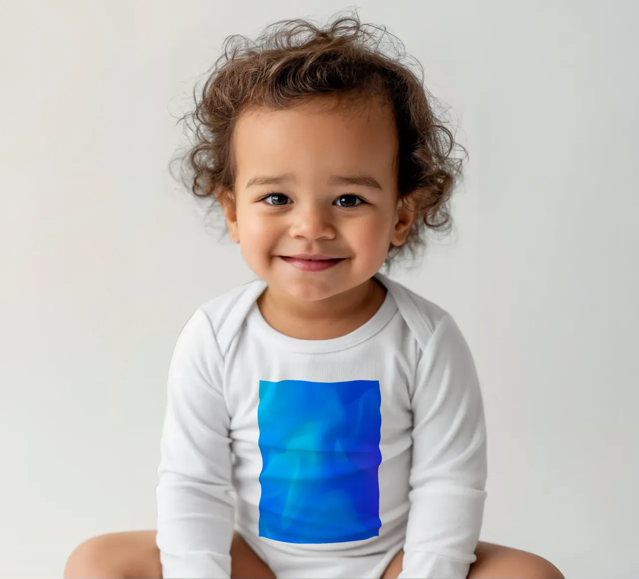 Fluid abstract background with vibrant blue and purple tones long-sleeve baby romper by DesignDoodle