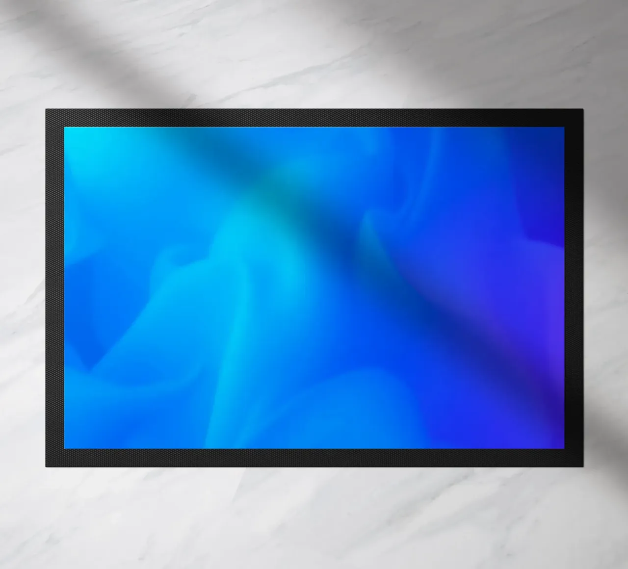 Fluid abstract background with vibrant blue and purple tones doormat by DesignDoodle