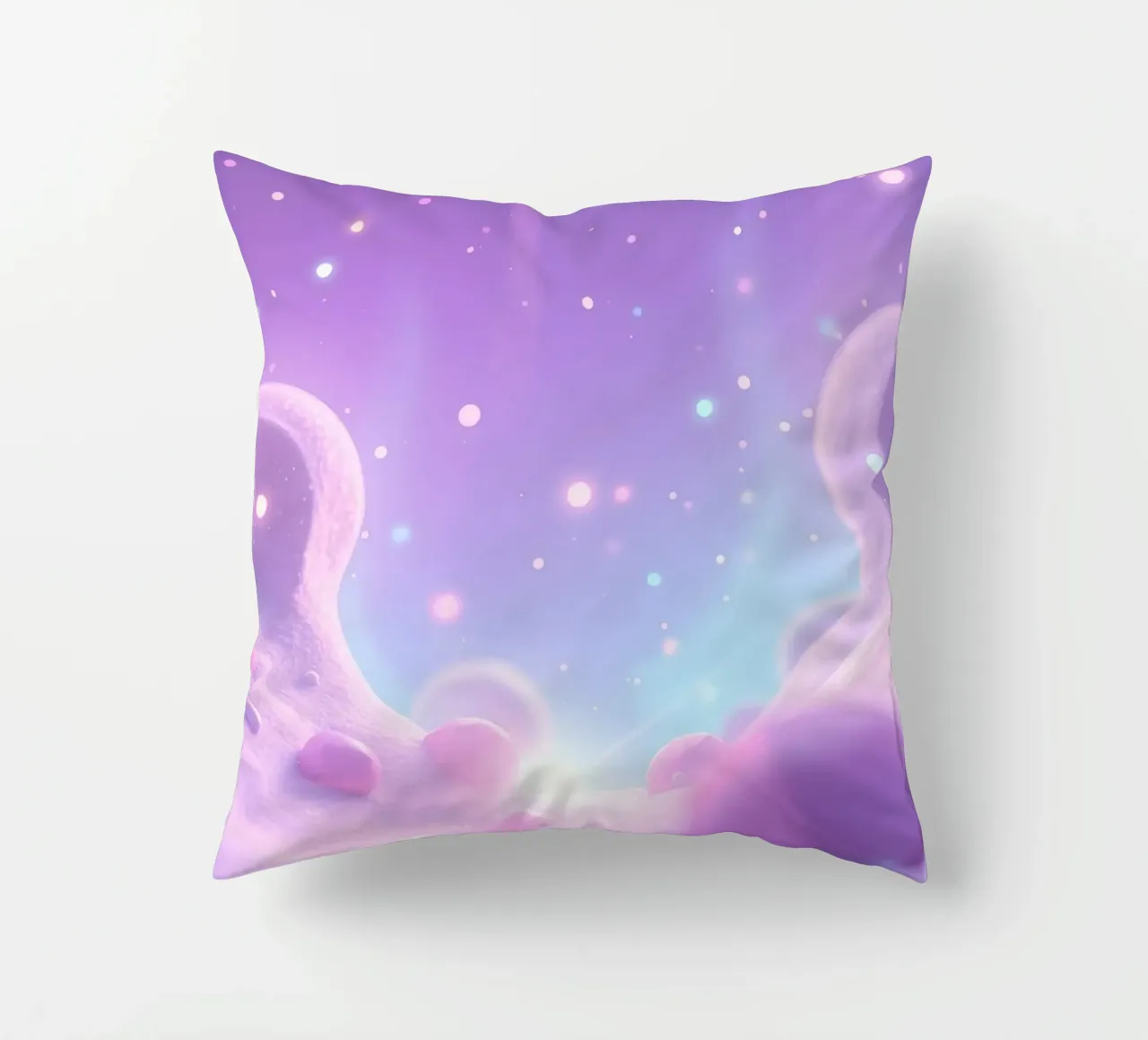 Scena morbida e pastello con volute astratte e bagliori. cuscino da DesignDoodle